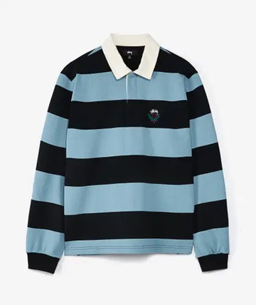 Stussy Big Striped Rugby L/S Polo Blue