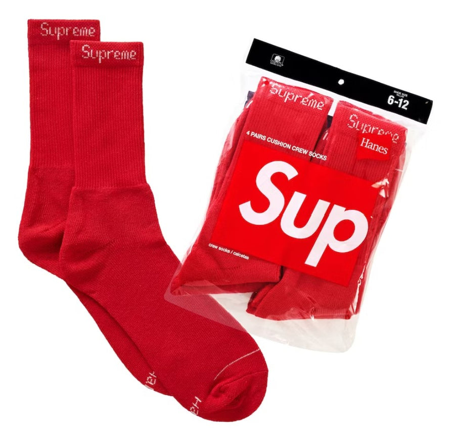 Supreme Hanes Socks (4 Pack) Red