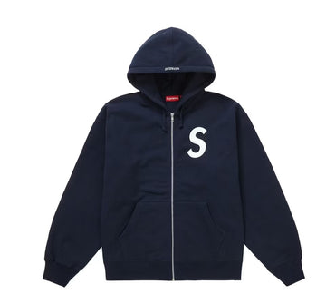 Supreme S Logo Zip Up Hooded Sweatshirt Navy