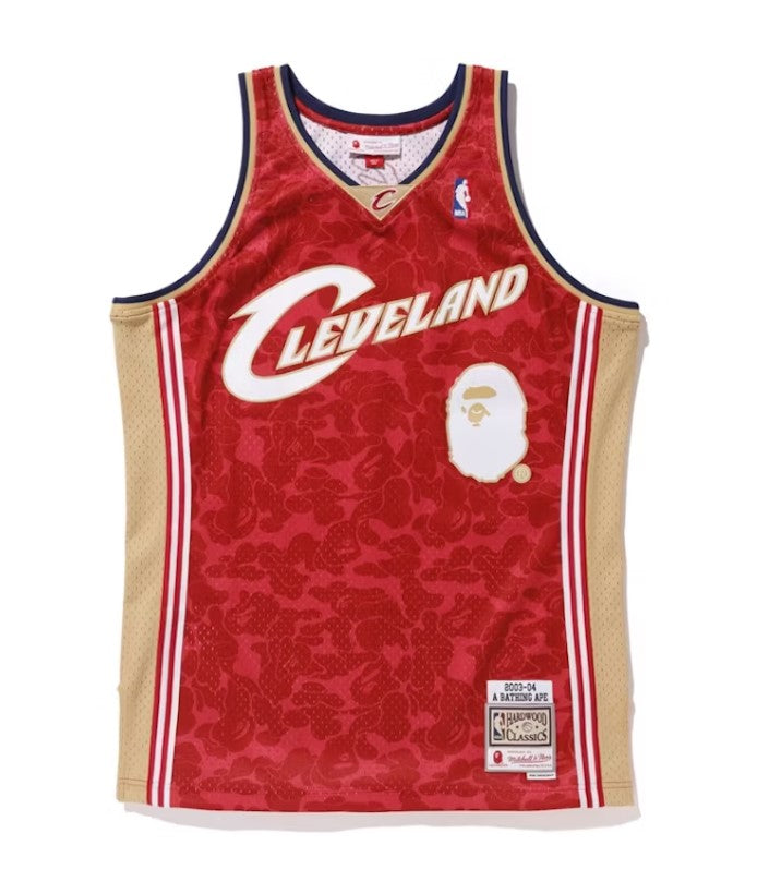 BAPE x Mitchell & Ness Cavs ABC Basketball Swingman Jersey Burgundy