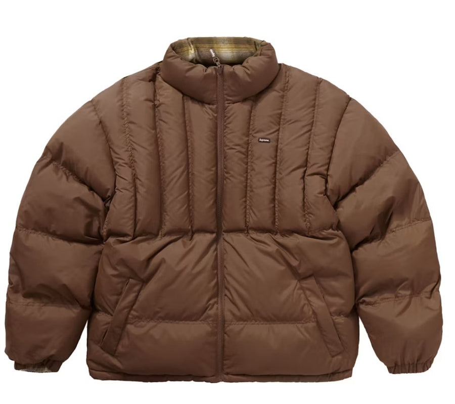 Supreme Flannel Reversible Puffer Jacket Brown