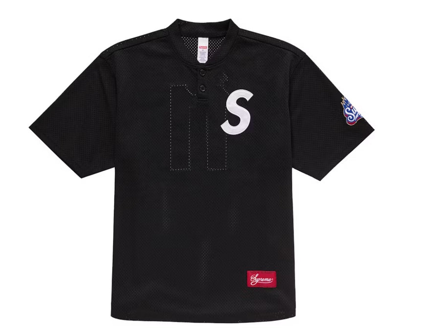 Supreme S Logo Baseball Henley Black