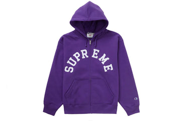 Supreme Champion Zip Up Hooded Sweatshirt Purple (WORN)