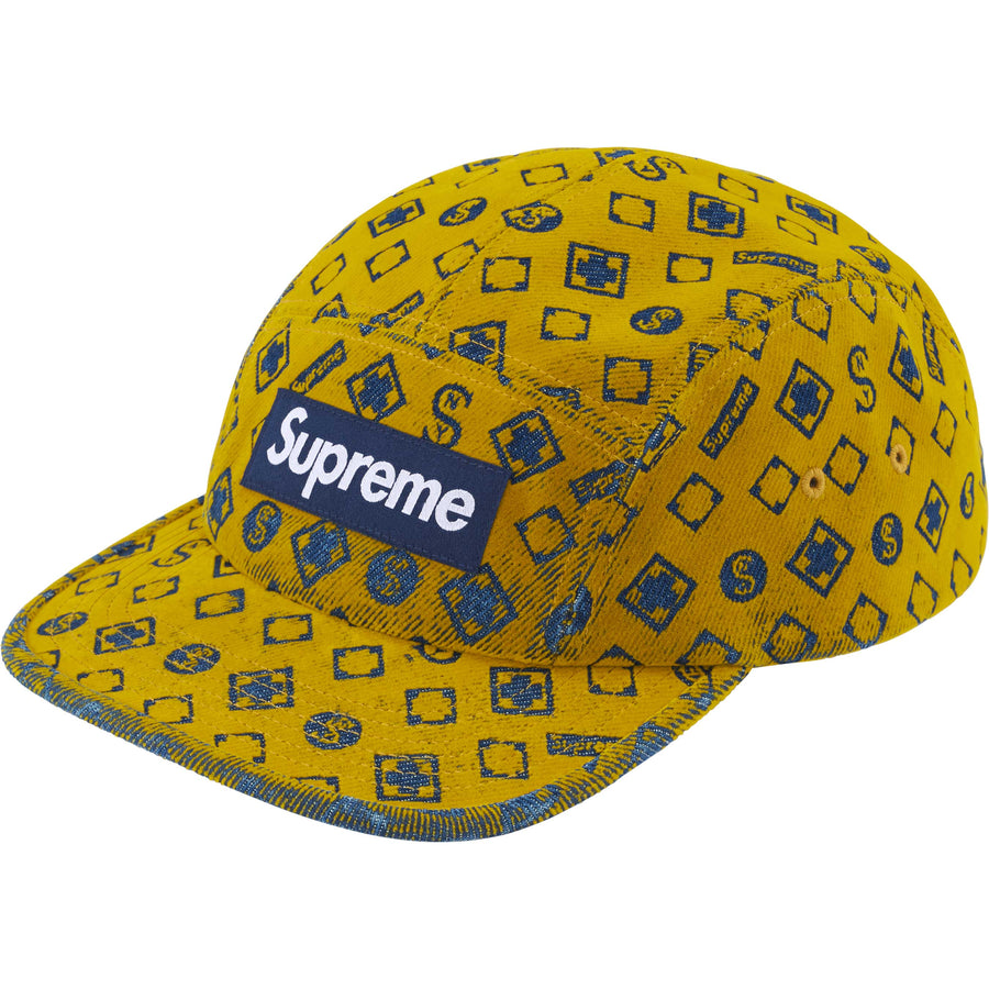 Supreme Flocked Denim Camp Cap Mustard