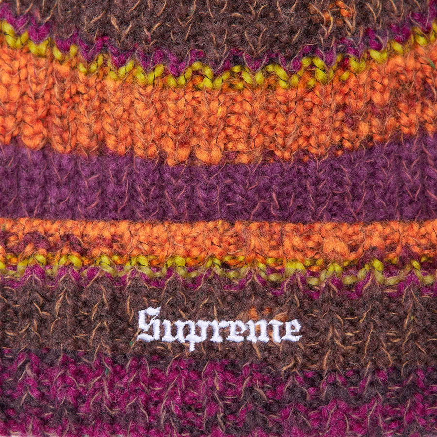 Supreme Space Dye Stripe Beanie Red