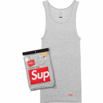 Supreme Hanes Tagless Tank Tops (3 Pack) Heather Grey