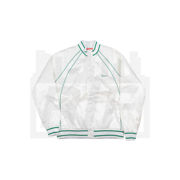 Satin Varsity Jacket (White/Green) (WORN)
